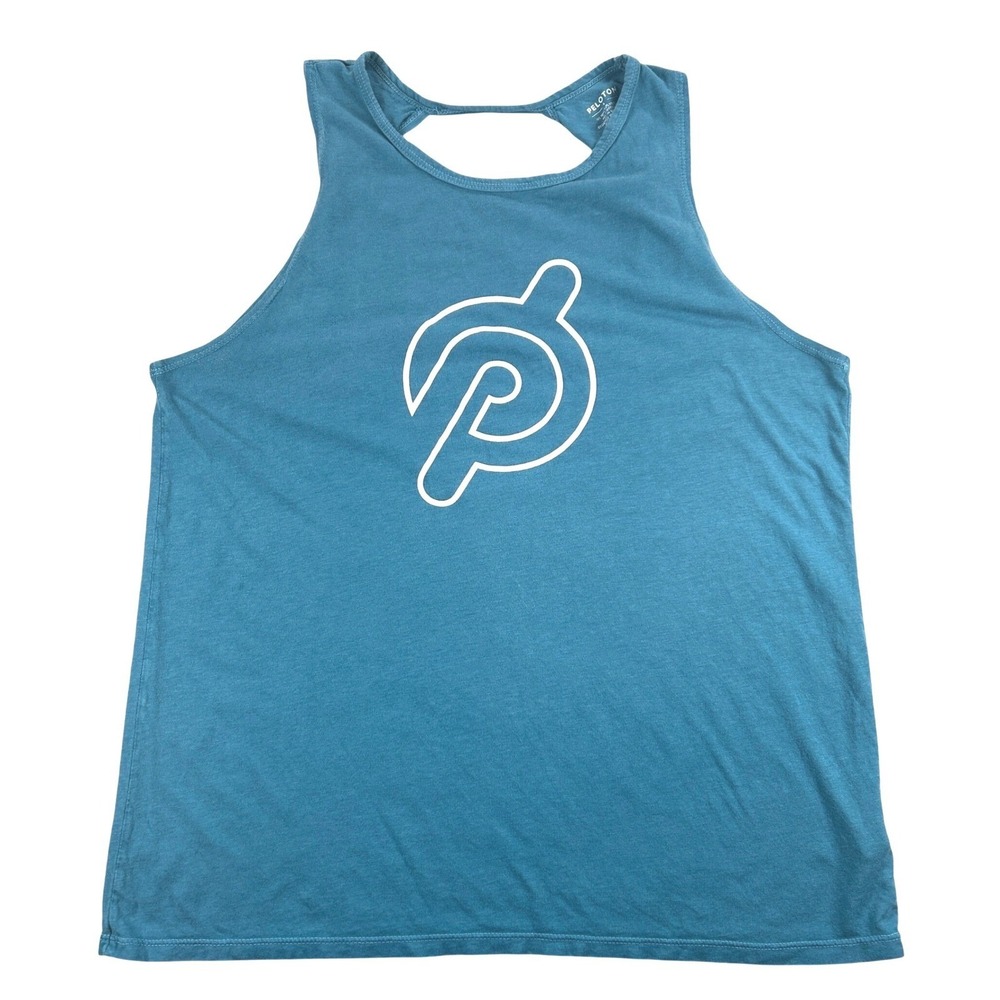 Peloton Dreamblend Twist Back Tank Top Womens L Teal Blue Open Back Activewear